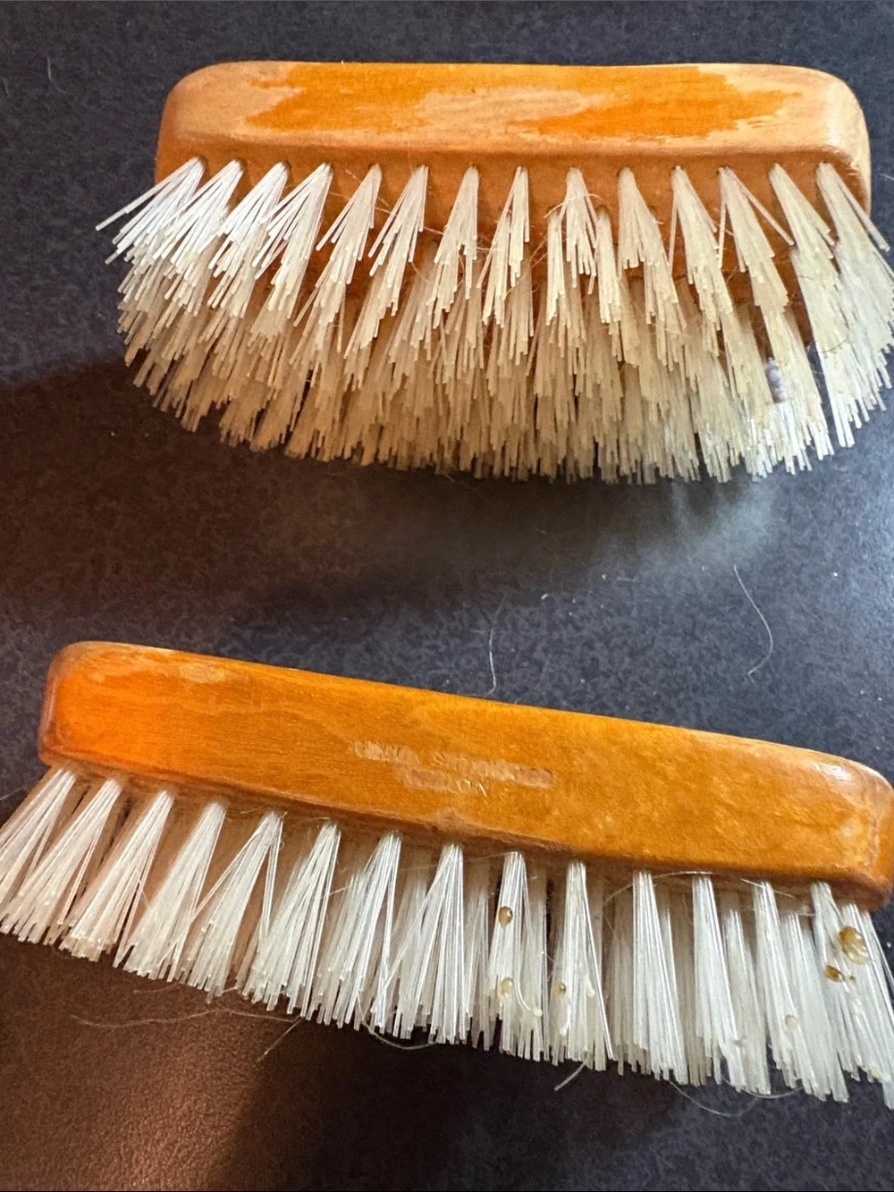 Beard & Hair Grooming Brush - Natural Brown Handle, White Bristles